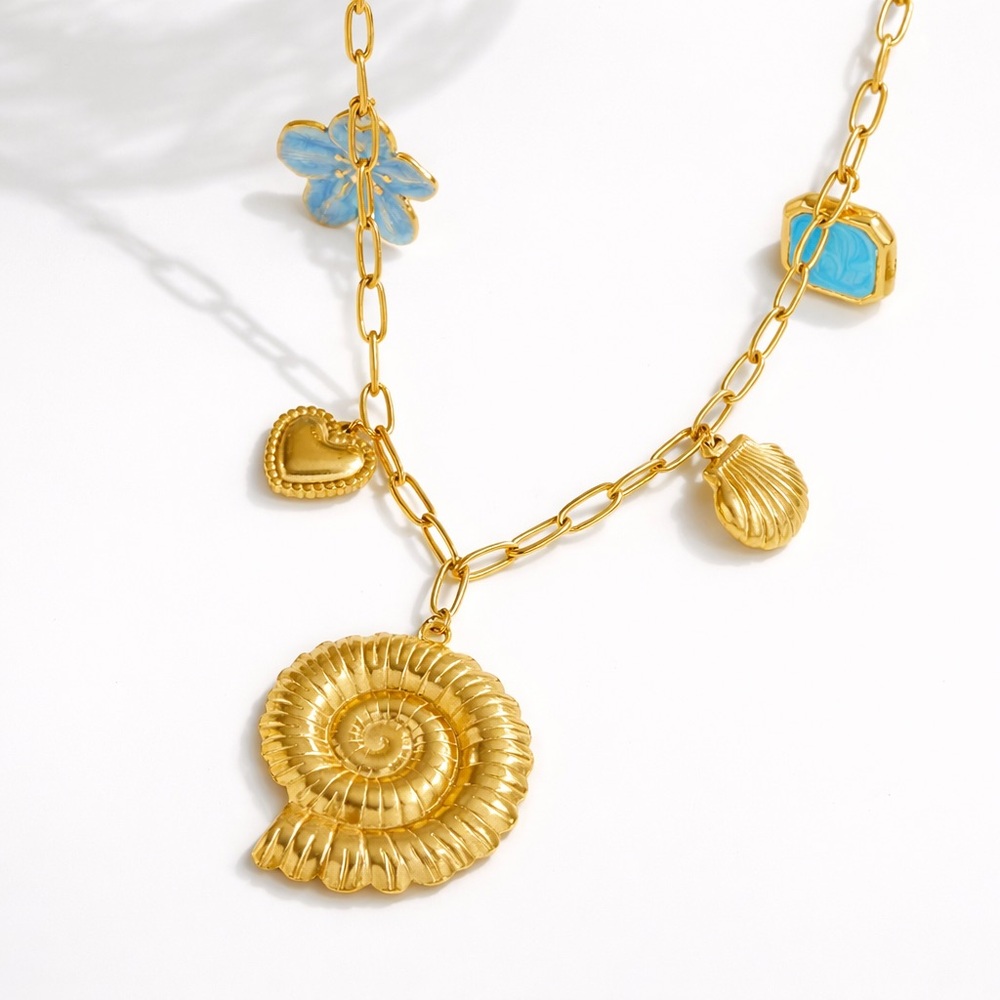 Nautilus Shell Charm Necklace – Beach Style
